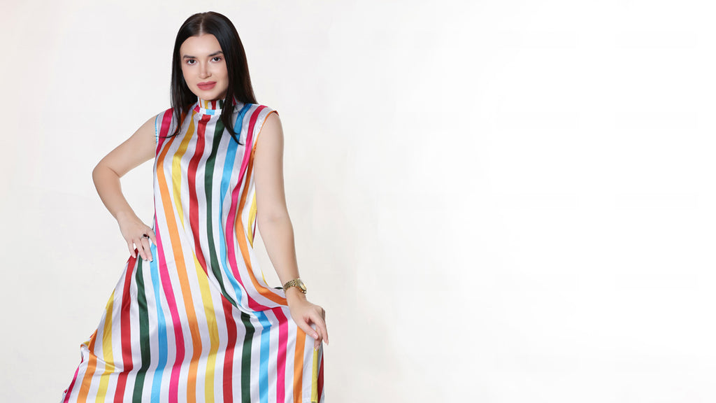 Rainbow Striped Maxi Dress