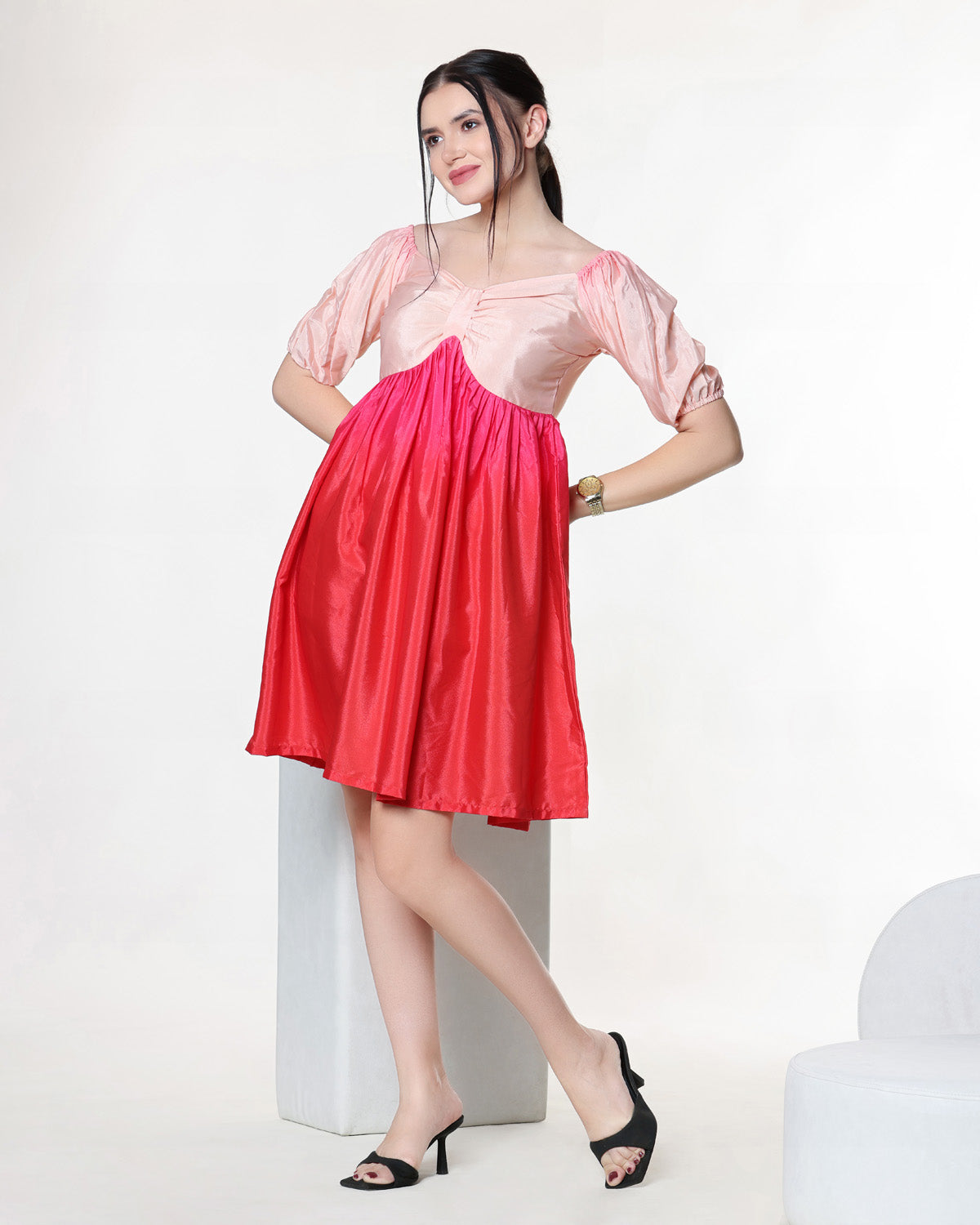 Gradient Silk Crepe Dress