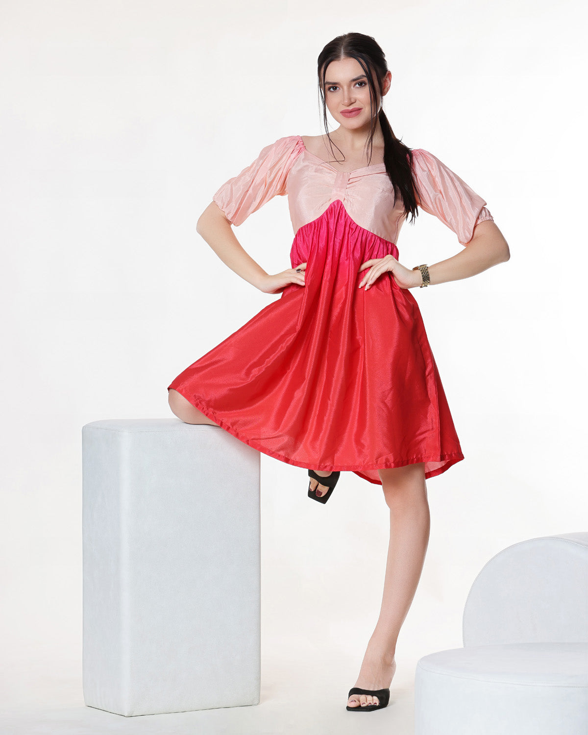 Gradient Silk Crepe Dress