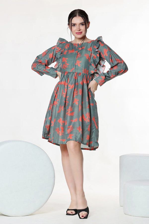 Floral Print Muslin Dress