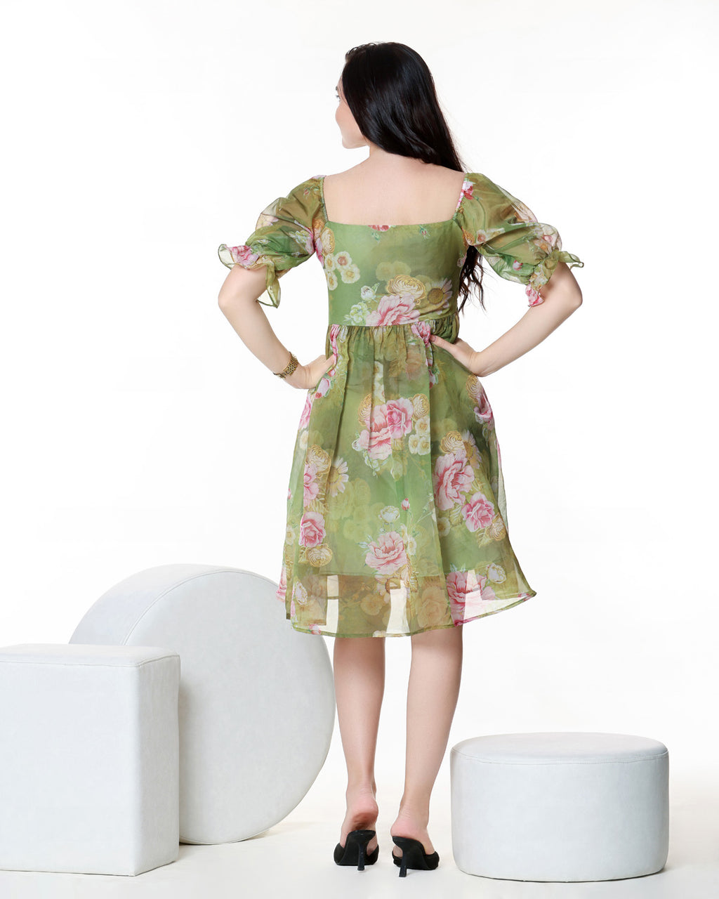 Green Floral Organza Dress