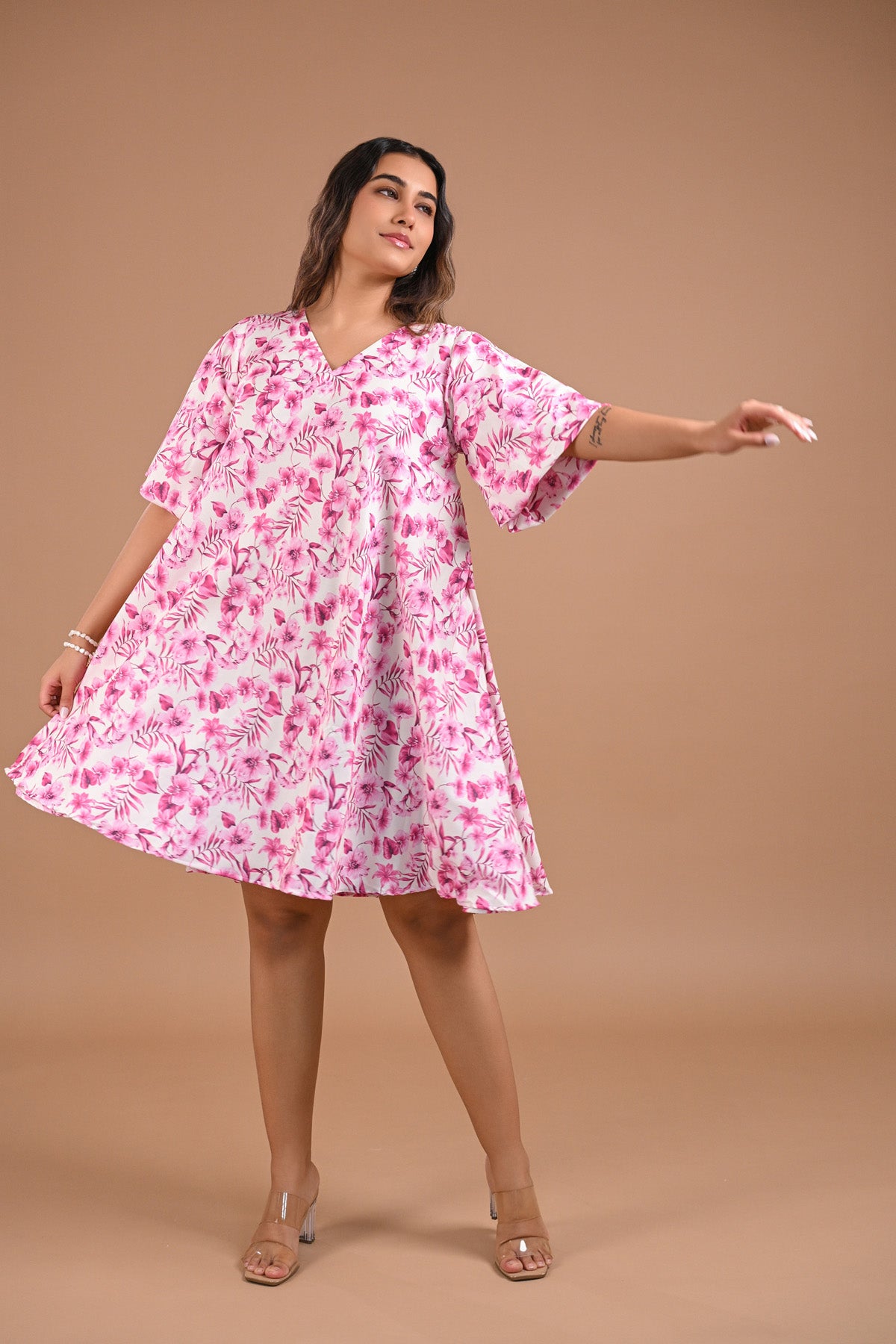 Floral Printed A-Line Short Dress