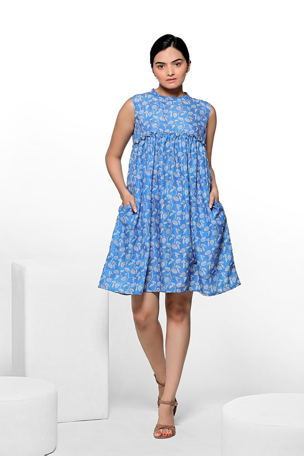 Blue Floral Mini Dress