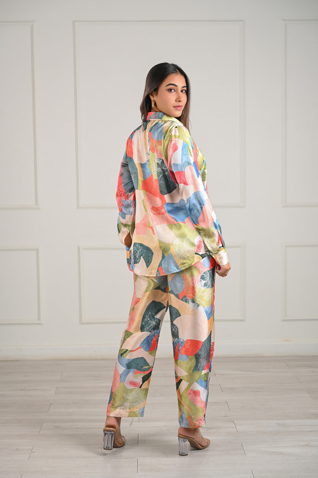 Abstract Printed Satin Co-Ord Set