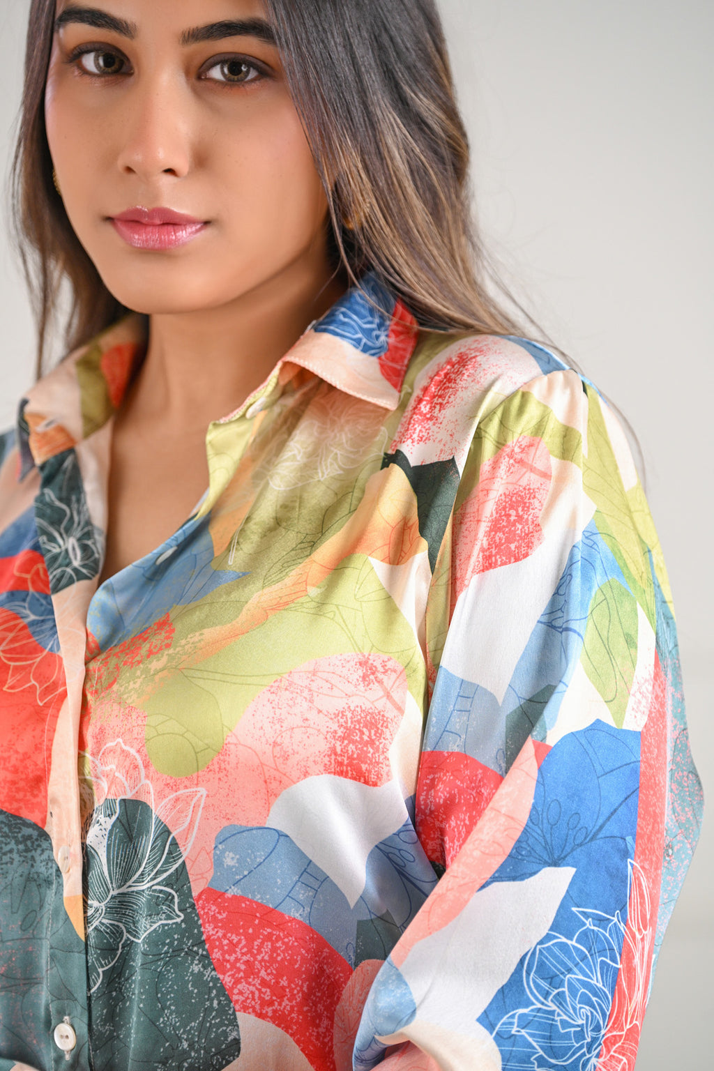 Abstract Printed Satin Co-Ord Set