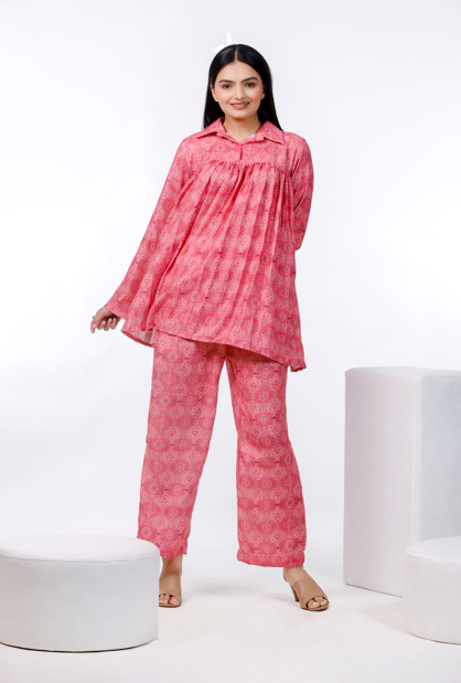 Pink Floral Muslin Co-Ord Set