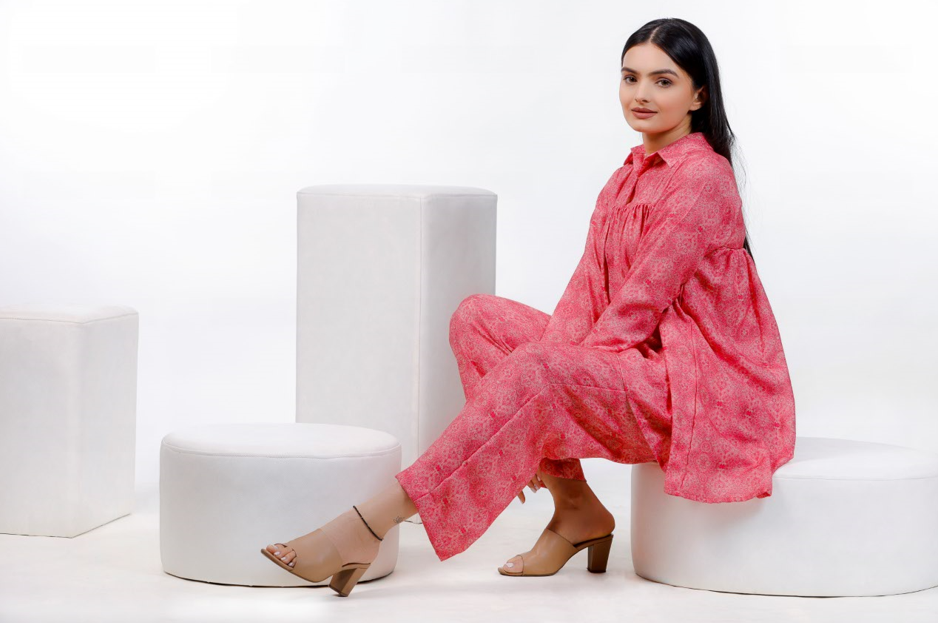 Pink Floral Muslin Co-Ord Set