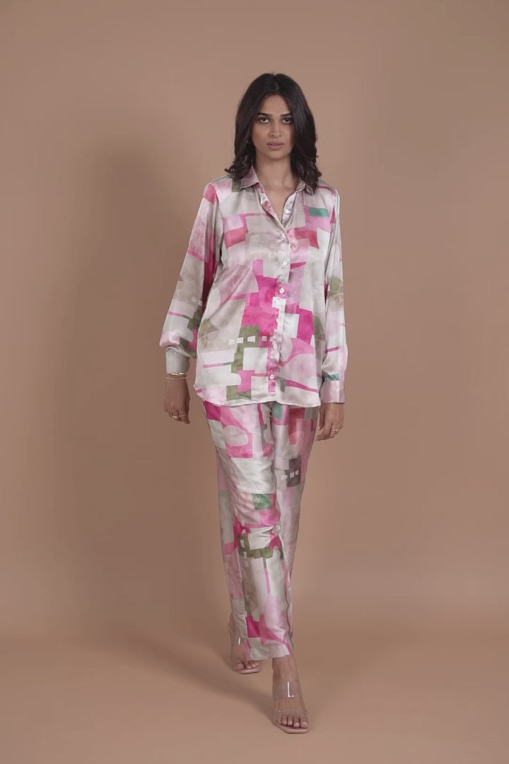 Printed Satin Co-Ord Set