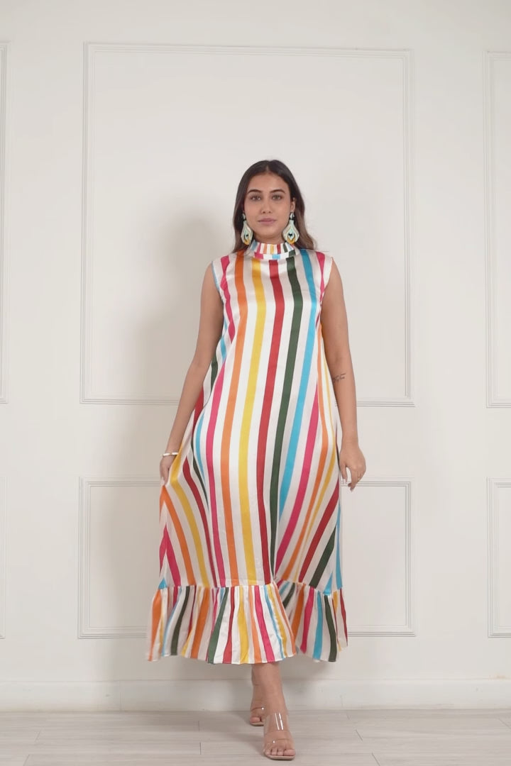 Rainbow Striped Maxi Dress