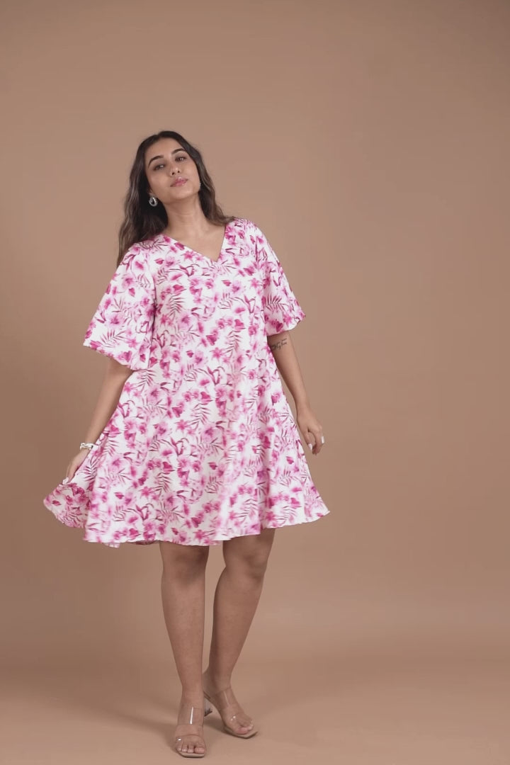 Floral Printed A-Line Short Dress