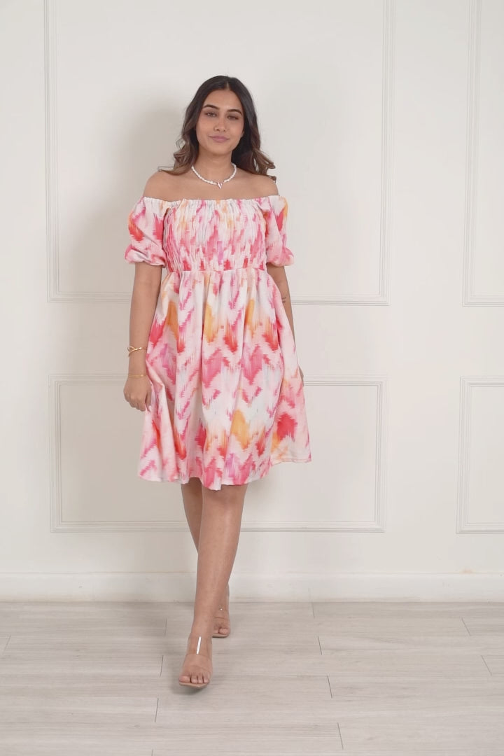 Pink Printed Muslin Dress