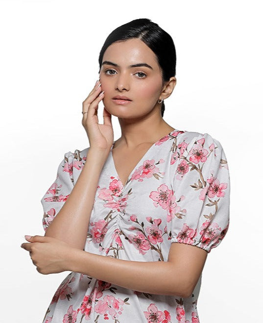 Pearl White Blossom Dress by aaRVee Studio. Shop @ www.aarveestudio.com