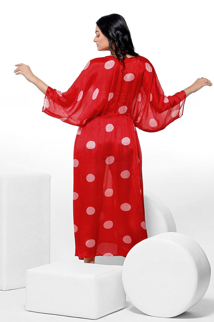 Red Polka Dress by aaRVee Studio. Shop @ www.aarveestudio.com