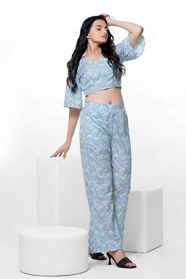 Jasmine Velly Floral Crop Top And Pent by aaRVee Studio. Shop @ www.aarveestudio.com