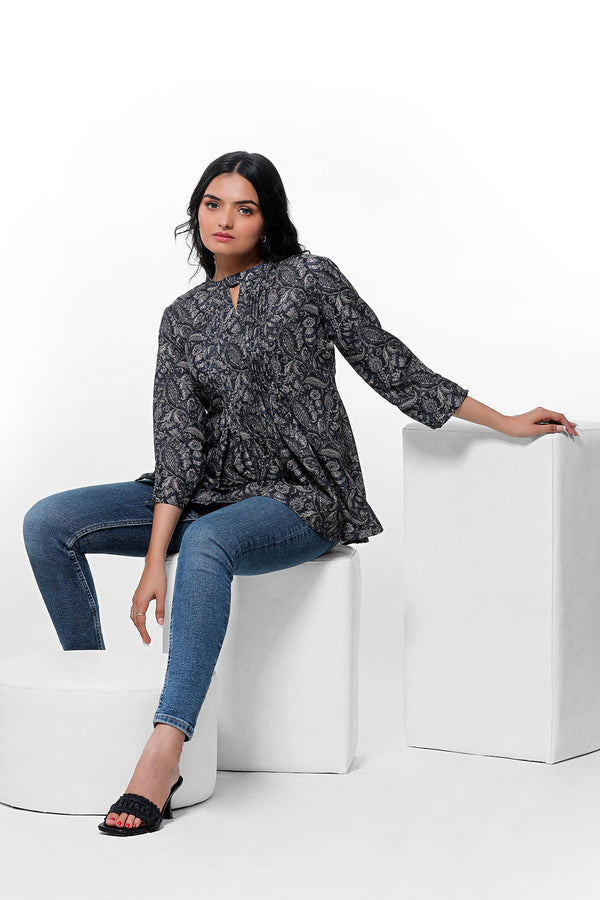 Traditional Golden Motif Top by aaRVee Studio. Shop @ www.aarveestudio.com