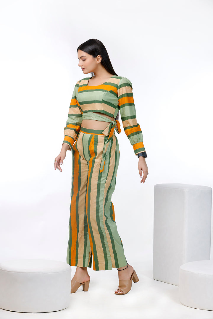 Multi Color Striped Top And Pant by aaRVee Studio. Shop @ www.aarveestudio.com