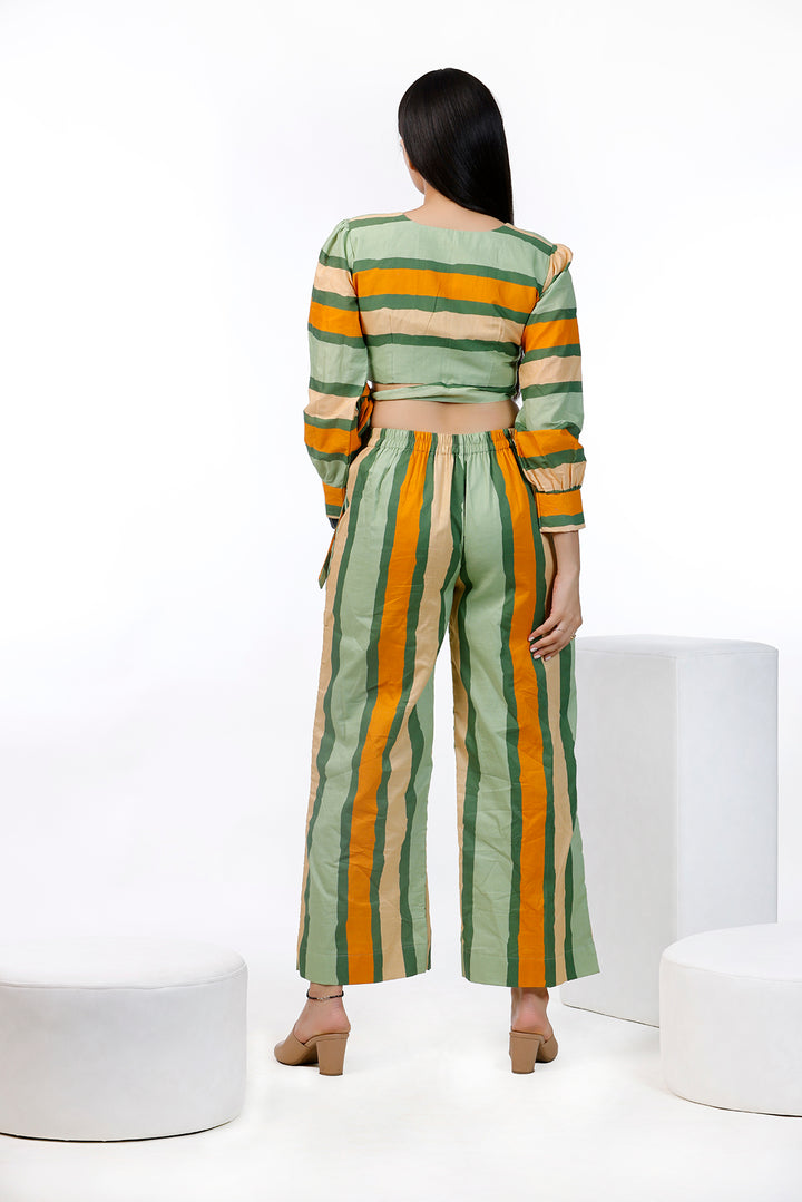 Multi Color Striped Top And Pant by aaRVee Studio. Shop @ www.aarveestudio.com