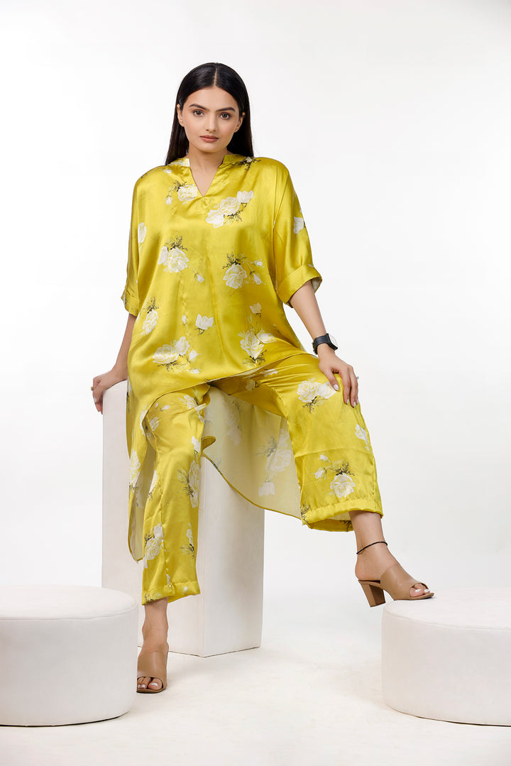 Trendy Printed Lemon Color Co Ord Set by aaRVee Studio. Shop @ www.aarveestudio.com