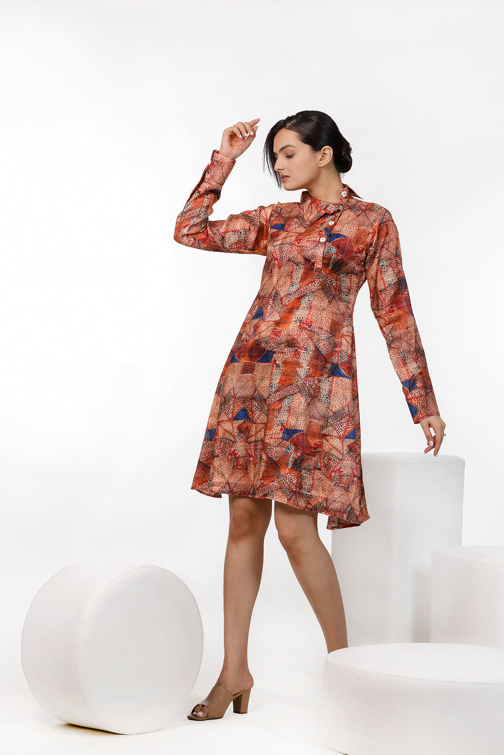 Doted Pattern Digital Print Dress by aaRVee Studio. Shop @ www.aarveestudio.com